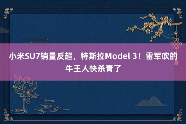 小米SU7销量反超，特斯拉Model 3！雷军吹的牛王人快杀青了