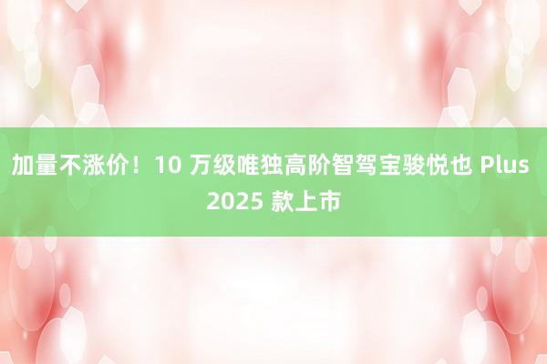 加量不涨价！10 万级唯独高阶智驾宝骏悦也 Plus 2025 款上市
