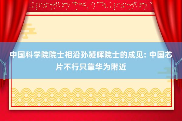 中国科学院院士相沿孙凝晖院士的成见: 中国芯片不行只靠华为附近